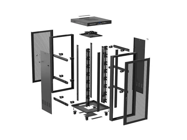RACKOVÁ SKŘÍŇ 19" VOLNĚ STOJÍCÍ 37U/800X800 (FLAT PACK) SE SÍŤOVÝMI DVEŘMI LCD ČERNÁ