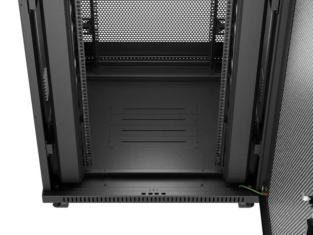 19" VOLNĚ STOJÍCÍ RACKOVÁ SKŘÍŇ 47U/800X800 (FLAT PACK) SE SÍŤOVÝMI DVEŘMI LCD ČERNÁ