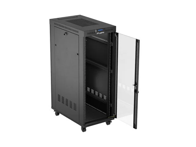 19" VOLNĚ STOJÍCÍ RACKOVÁ SKŘÍŇ 32U/600X1000 (FLAT PACK) S PROSKLENÝMI DVEŘMI LCD ČERNÁ
