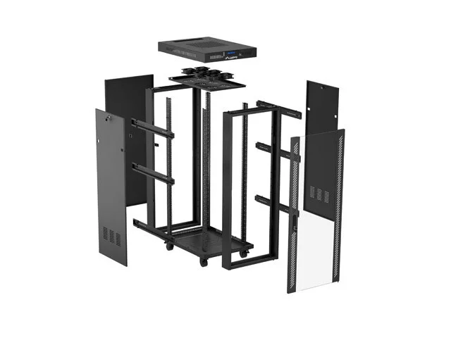 19" VOLNĚ STOJÍCÍ RACKOVÁ SKŘÍŇ 32U/600X1000 (FLAT PACK) S PROSKLENÝMI DVEŘMI LCD ČERNÁ