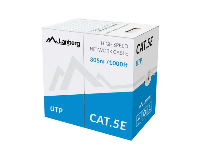 LAN KABEL CAT.5E UTP 305M PEVNÝ CU ŠEDÝ CPR
