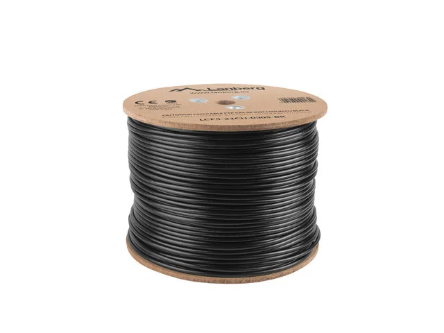 LAN KABEL CAT.5E FTP 305M PEVNÝ VENKOVNÍ CU ČERNÝ