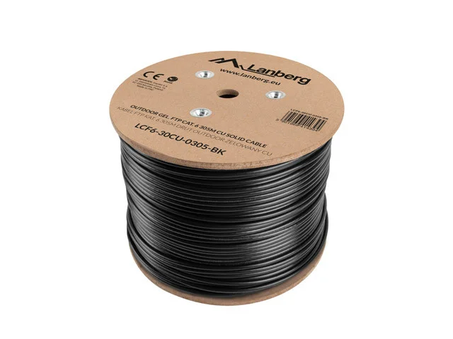 LAN KABEL CAT.6 FTP 305M PEVNÝ VENKOVNÍ CU KABEL ČERNÝ