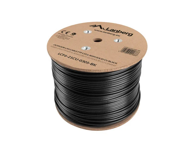 LAN KABEL CAT.6 FTP 305M PEVNÝ VENKOVNÍ CU ČERNÝ