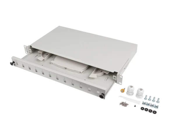 19" 1U OPTICKÝ PATCH PANEL  12XSC SIMPLEX / 12XLC DUPLEX ŠEDÝ + PŘÍSLUŠENSTVÍ
