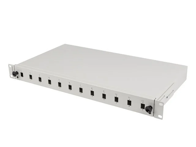 19" 1U OPTICKÝ PATCH PANEL  12XSC SIMPLEX / 12XLC DUPLEX ŠEDÝ + PŘÍSLUŠENSTVÍ