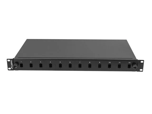 19" 1U OPTICKÝ PATCH PANEL  12XSC SIMPLEX / 12XLC DUPLEX ČERNÝ + PŘÍSLUŠENSTVÍ