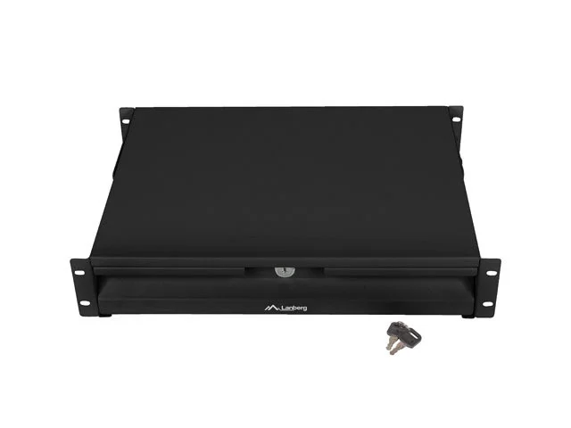 19" ZÁSUVKA 2U/483X360MM MAX. NOSNOST DO 90 KG 4BODOVÁ MONTÁŽ ČERNÁ