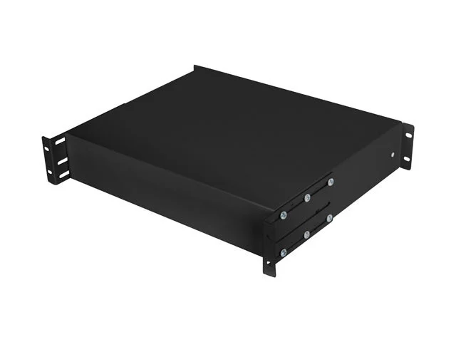19" ZÁSUVKA 2U/483X360MM MAX. NOSNOST DO 90 KG 4BODOVÁ MONTÁŽ ČERNÁ
