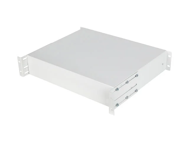 19" ZÁSUVKA 2U/483X360MM MAX. NOSNOST DO 90 KG 4BODOVÁ MONTÁŽ ŠEDÝ