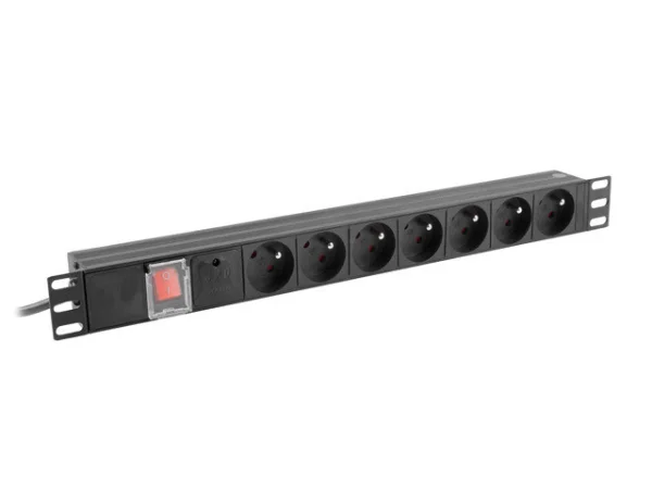 NAPÁJECÍ DISTRIBUČNÍ JEDNOTKA (PDU) 19"  1U 10A 2M 7X FRANCOUZSKÉ ZÁSUVKY ČERNÁ C14