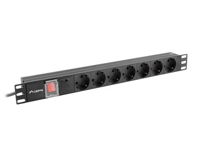 NAPÁJECÍ DISTRIBUČNÍ JEDNOTKA (PDU) 19"  1U 16A 2M 7X SCHUKO ZÁSUVKY ČERNÁ