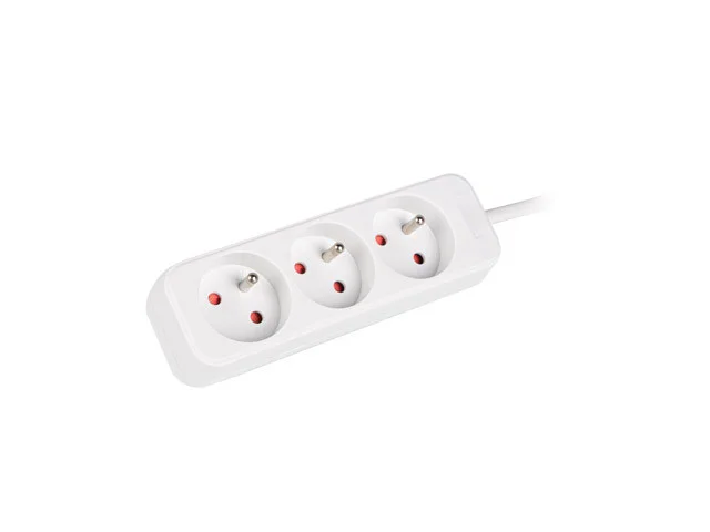 NAPÁJECÍ LIŠTA  1,5 M 3X FRANCOUZSKÉ ZÁSUVKY KVALITNÍ MĚDĚNÝ KABEL BÍLÝ