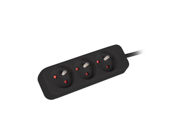 NAPÁJECÍ LIŠTA  1,5 M 3X FRANCOUZSKÉ ZÁSUVKY KVALITNÍ MĚDĚNÝ KABEL ČERNÝ