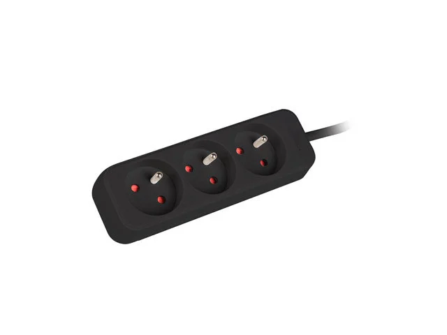 NAPÁJECÍ LIŠTA  1,5 M 3X FRANCOUZSKÉ ZÁSUVKY KVALITNÍ MĚDĚNÝ KABEL ČERNÝ
