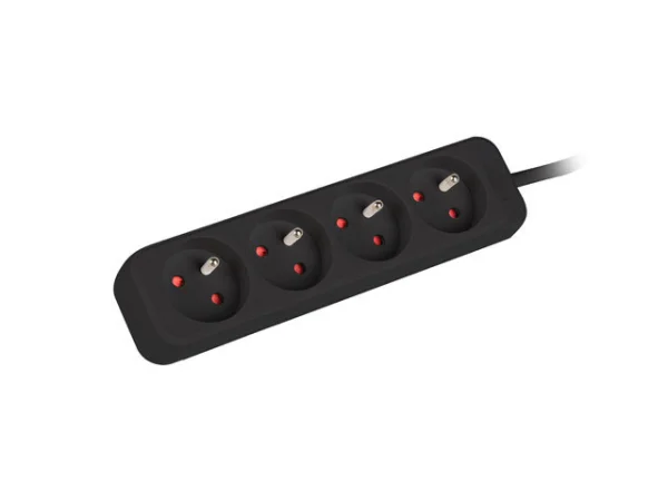 NAPÁJECÍ LIŠTA  1,5 M 4X FRANCOUZSKÉ ZÁSUVKY KVALITNÍ MĚDĚNÝ KABEL ČERNÝ