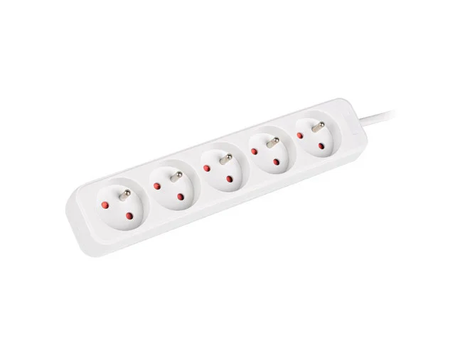 NAPÁJECÍ LIŠTA  1,5 M 5X FRANCOUZSKÉ ZÁSUVKY KVALITNÍ MĚDĚNÝ KABEL BÍLÝ