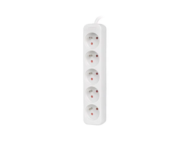 NAPÁJECÍ LIŠTA  1,5 M 5X FRANCOUZSKÉ ZÁSUVKY KVALITNÍ MĚDĚNÝ KABEL BÍLÝ