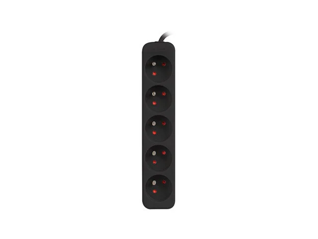 NAPÁJECÍ LIŠTA  1,5 M 5X FRANCOUZSKÉ ZÁSUVKY KVALITNÍ MĚDĚNÝ KABEL ČERNÝ