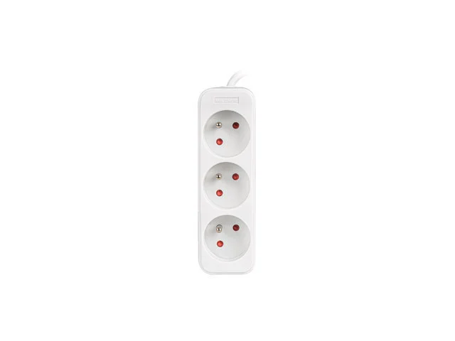NAPÁJECÍ LIŠTA  3M 3X FRANCOUZSKÉ ZÁSUVKY KVALITNÍ MĚDĚNÝ KABEL BÍLÝ