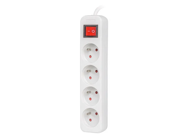 NAPÁJECÍ LIŠTA  1,5 M 4X FRANCOUZSKÉ ZÁSUVKY S VYPÍNAČEM KVALITNÍ MĚDĚNÝ KABEL BÍLÝ