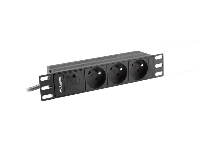 NAPÁJECÍ DISTRIBUČNÍ JEDNOTKA (PDU) 10"  1U 16A 2M 3X FRANCOUZSKÉ ZÁSUVKY ČERNÁ