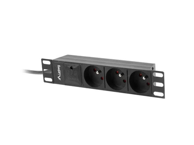 NAPÁJECÍ DISTRIBUČNÍ JEDNOTKA (PDU) 10"  1U 16A 2M 3X FRANCOUZSKÉ ZÁSUVKY ČERNÁ