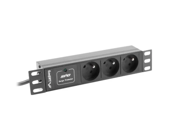 NAPÁJECÍ DISTRIBUČNÍ JEDNOTKA (PDU) 10"  1U 10A 2M 3X FRANCOUZSKÉ ZÁSUVKY ČERNÁ C14