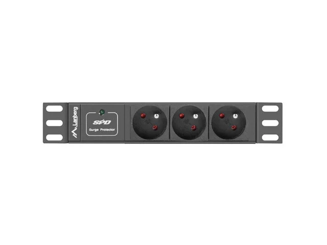 NAPÁJECÍ DISTRIBUČNÍ JEDNOTKA (PDU) 10"  1U 10A 2M 3X FRANCOUZSKÉ ZÁSUVKY ČERNÁ C14