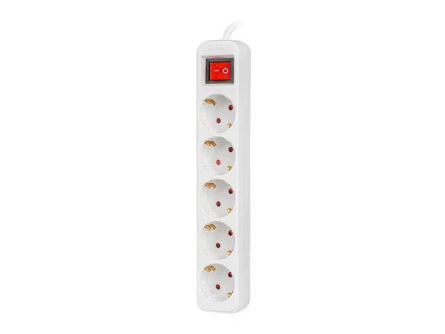 NAPÁJECÍ LIŠTA  3M 5X SCHUKO ZÁSUVKY S VYPÍNAČEM KVALITNÍ MĚDĚNÝ KABEL BÍLÝ