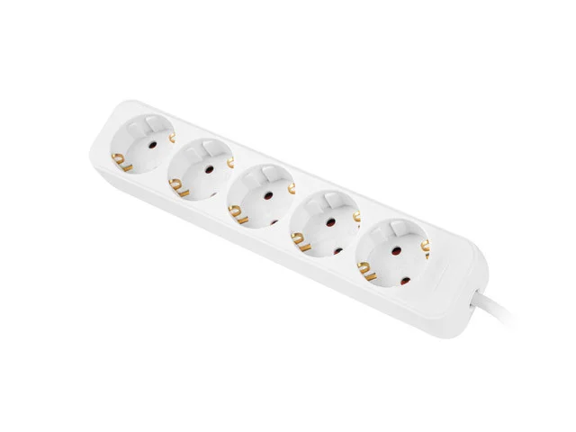 NAPÁJECÍ LIŠTA  1,5 M 5X ZÁSUVKY SCHUKO KVALITNÍ MĚDĚNÝ KABEL BÍLÁ