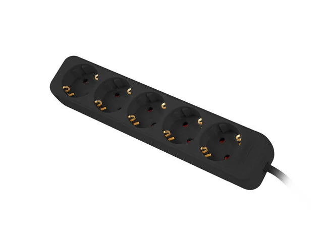 NAPÁJECÍ LIŠTA  3M 5X SCHUKO ZÁSUVKY KVALITNÍ MĚDĚNÝ KABEL ČERNÝ