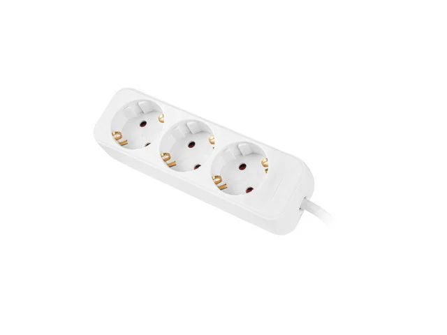 NAPÁJECÍ LIŠTA  1,5 M 3X ZÁSUVKY SCHUKO KVALITNÍ MĚDĚNÝ KABEL BÍLÝ