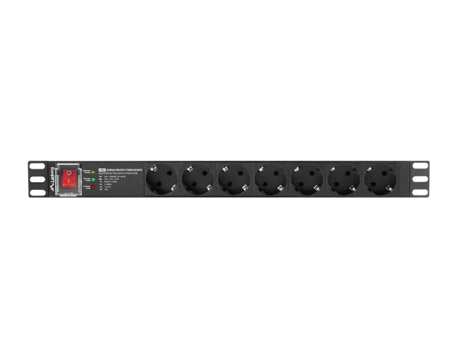 NAPÁJECÍ DISTRIBUČNÍ JEDNOTKA (PDU) PRO 19"  1U 16A 2M 7X SCHUKO ZÁSUVKY SPD-3MP ČERNÁ