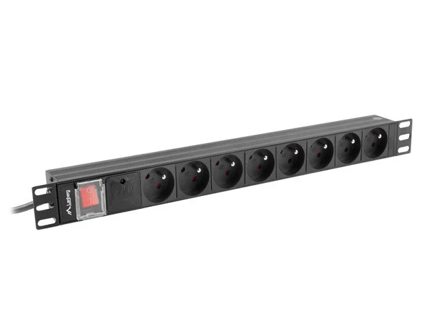 NAPÁJECÍ DISTRIBUČNÍ JEDNOTKA (PDU) 19"  1U 16A 2M 8X FRANCOUZSKÉ ZÁSUVKY ČERNÁ
