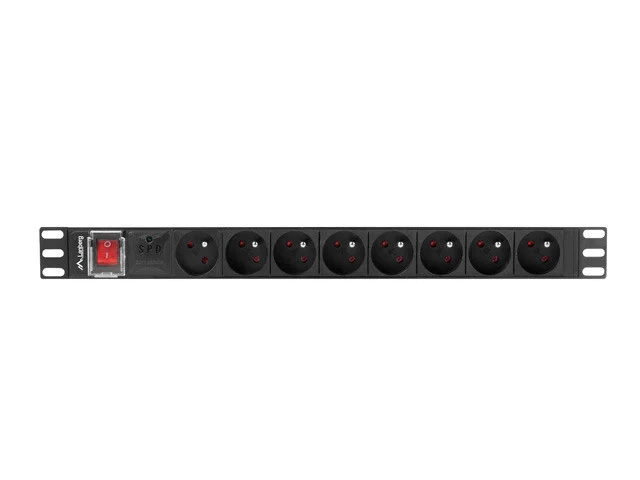 NAPÁJECÍ DISTRIBUČNÍ JEDNOTKA (PDU) 19"  1U 16A 2M 8X FRANCOUZSKÉ ZÁSUVKY ČERNÁ