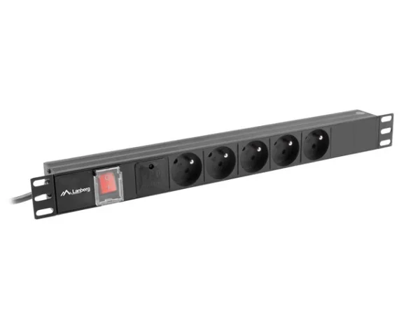NAPÁJECÍ DISTRIBUČNÍ JEDNOTKA (PDU) 19"  1U 16A 2M 5X FRANCOUZSKÉ ZÁSUVKY ČERNÁ