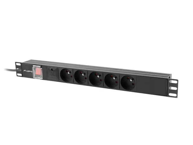 NAPÁJECÍ DISTRIBUČNÍ JEDNOTKA (PDU) 19"  1U 16A 2M 5X FRANCOUZSKÉ ZÁSUVKY ČERNÁ