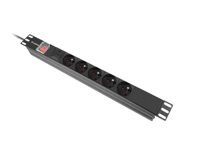 NAPÁJECÍ DISTRIBUČNÍ JEDNOTKA (PDU) 19"  1U 16A 2M 5X FRANCOUZSKÉ ZÁSUVKY ČERNÁ