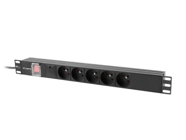 NAPÁJECÍ DISTRIBUČNÍ JEDNOTKA (PDU) 19"  1U 10A 2M 5X FRANCOUZSKÉ ZÁSUVKY ČERNÁ C14