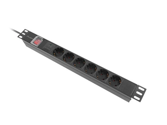 NAPÁJECÍ DISTRIBUČNÍ JEDNOTKA (PDU) 19"  1U 16A 2M 6X SCHUKO ZÁSUVKY ČERNÁ