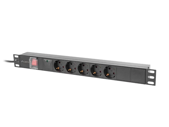 19"  1U 10A 2M 5X SCHUKO ZÁSUVKY ČERNÁ C14