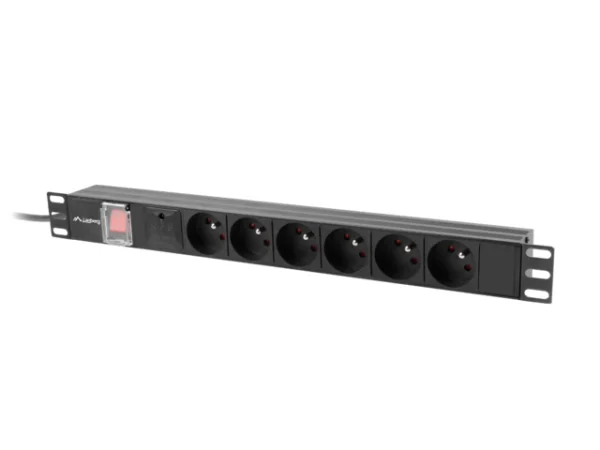 NAPÁJECÍ DISTRIBUČNÍ JEDNOTKA (PDU) 19"  1U 10A 2M 6X FRANCOUZSKÉ ZÁSUVKY ČERNÁ C14