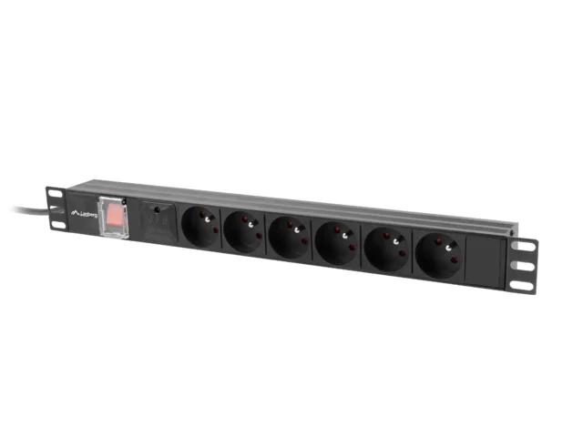 NAPÁJECÍ DISTRIBUČNÍ JEDNOTKA (PDU) 19"  1U 10A 2M 6X FRANCOUZSKÉ ZÁSUVKY ČERNÁ C14