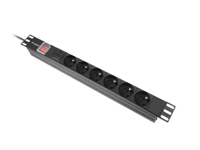 NAPÁJECÍ DISTRIBUČNÍ JEDNOTKA (PDU) 19"  1U 10A 2M 6X FRANCOUZSKÉ ZÁSUVKY ČERNÁ C14