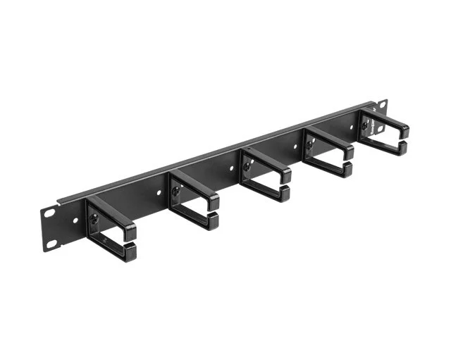19" PANEL PRO SPRÁVU KABELŮ S 5 PLASTOVÝMI DRŽÁKY 1U TYP B ČERNÝ