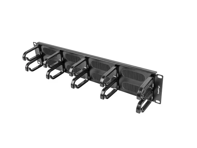19" PANEL S KARTÁČEM PRO SPRÁVU KABELŮ 10 KROUŽKŮ TYP B 2U ČERNÝ