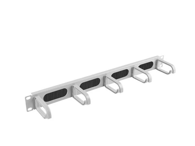19" PANEL S KARTÁČEM PRO VEDENÍ KABELŮ 5 KROUŽKŮ TYP B 1U ŠEDÝ