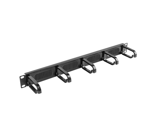 19" PANEL S KARTÁČEM PRO VEDENÍ KABELŮ 5 KROUŽKŮ TYP B 1U ČERNÝ