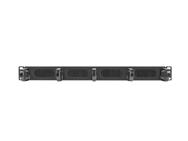 19" PANEL S KARTÁČEM PRO VEDENÍ KABELŮ 5 KROUŽKŮ TYP B 1U ČERNÝ